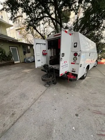 Magnet Plumbing service vehicle on-site for Faucet Repair in Badger